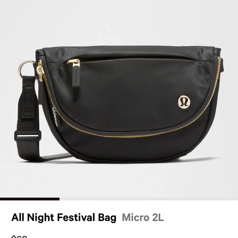 NWOT 🍋 Lululemon athletica Black Mini Festival Bag